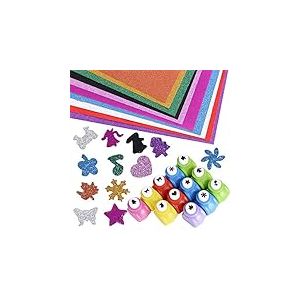 JNCH 12pcs Mini Perforatrice Papier + 10pcs Papier Paillette Autocollant A4 Feuilles Colorés Poinçon Punch à Motifs Différents pour Scrapbooking Bricolage Albums Photo Cartes de Vœux