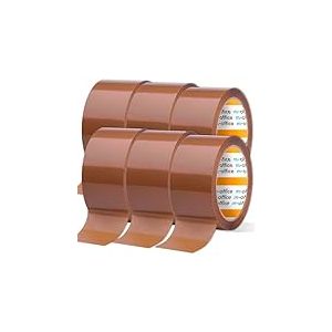 M-Office Ruban Adh&eacute;sif Marron pour Emballage, Exp&eacute;dition, D&eacute;m&eacute;nagement et Artisanat - Sceau S&ucirc;r et R&eacute;sistant (6 Unit&eacute;s, 48 x 66 m)