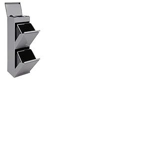ARREGUI Top CR222-B Poubelle de Recyclage Cuisine 2 Bacs | 2 x 17 L (34 L) | Tri Sélectif 2 Compartiments et Plateau de Rangement Supérieur | Meuble-Poubelle 2 Seaux | Sac à Ordure | gris