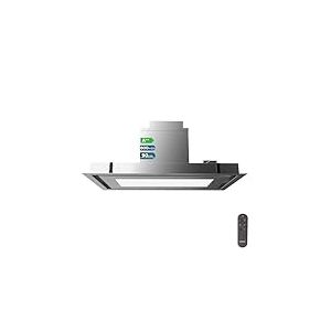 Cecotec Hotte Aspirante 90cm Plafond Intégrable Bolero Flux Tir 908000 Inox A++. Finition Inox, Aspiration 800M3/H, Télécommande, Filtre Charbon, Booster