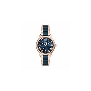 Fossil Gilmore Montre Femme, Mouvement Quartz Trois Aiguilles Date avec Bracelet en Acier Inoxydable ou Cuir, Ton Or et Bleu foncé, 38 mm