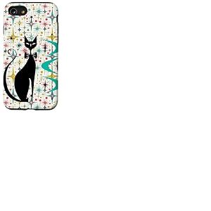 Style rétro Atomic Era Mid Century Kitty Star Fond Coque pour iPhone SE (2020) / 7 / 8