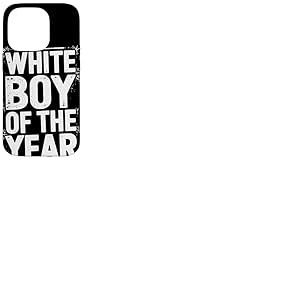 White Boy Of The Year Message Humour Noir Sarcastique Coque pour iPhone 14 Pro