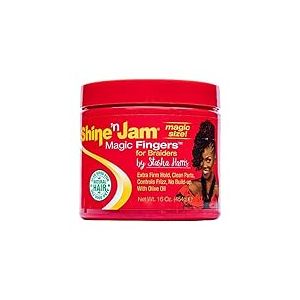 Ampro Shine-n-Jam Magic Fingers Gel for Braids - Provides Firm Hold with Non-Greasy Shine - Strengthens Hair with Silk Proteins - Works on Any Hair Texture to Create Multiple Styles - 454 g