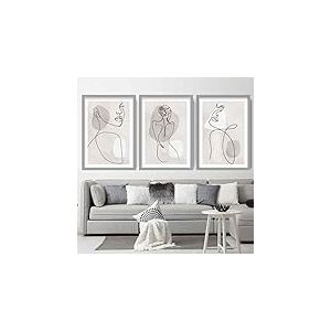 Artze Wall Art Art mural abstrait avec lignes féminines - Format A2 - Gris