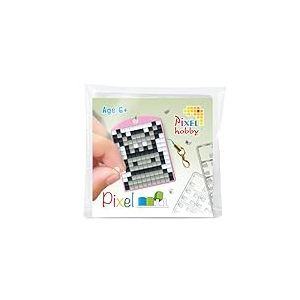 Pixel P23126 - Médaillon mosaïque Hippopotame, Porte-clés pour Enfants à décorer soi-même, système d'enfichage très Simple, sans Repassage ni Collage, tesselles en bioplastique