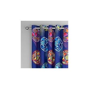 Catherine Lansfield Bright Football Paire de Rideaux &agrave; &oelig;illets enti&egrave;rement r&eacute;versibles Bleu Marine 168 x 183 cm