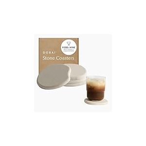 Dorai Ensemble de Dessous de Verre en Pierre &ndash; &Eacute;limine Les filigranes et s&egrave;che instantan&eacute;ment &ndash; Design Fonctionnel cr&eacute;&eacute; pour la Maison Moderne &ndash; L'ensemble Comprend Quatre sous-Verres Modernes &ndash; Gr&egrave;s