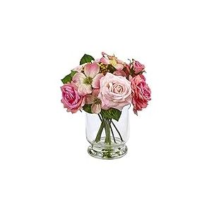 NearlyNatural 4573 Arrangement de Roses et Baies 25,4 cm