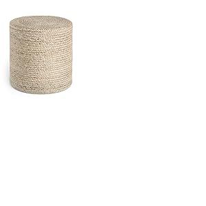Hanse Home Jutta Pouf en Toile de Jute Naturelle - Forme cylindrique au Look bohème - Tabouret Ottoman - Coussin d'assise pour Salon, Salle à Manger, Couloir - Grège Naturel - 40 x 40 x 40 cm