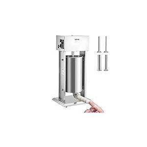 VEVOR Poussoir à Saucisses Électrique 15 L 260 W Machine à Saucisses Verticale en Inox Alimentaire Ensacheuse Saucisse avec 4 Tubes de Remplissage Vitesse Réglable pour Churros Saucissons Restaurant