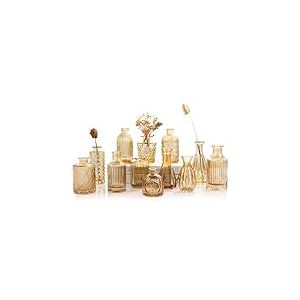 TBWIND Lot de 12 Petits vases en Verre ambré pour centres de Table, Mini vases Vintage pour décoration de Mariage, Vase en Verre Transparent en Vrac pour Fleurs Simples, Bureau et décoration de Table