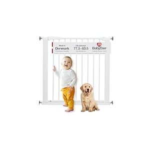 BabyDan Perfect Close, monté sur pression Stair Gate, 77,3-83,5 cm, barrière pour bébé/barrière de sécurité, blanc, fabriqué au Danemark - (barrière pour animaux/barrière pour chien)