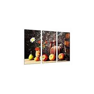 Tableau Moderne Photographique, Impression sur bois, Fruits, Vase, Tonneau, Vase, 97 x 62 cm, ref. 26664