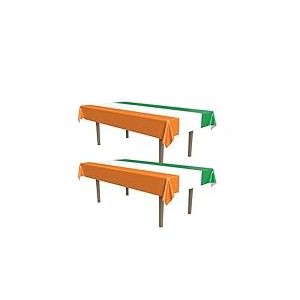 Beistle Lot de 2 nappes irlandaises &agrave; Rayures en Plastique pour la Saint-Patrick, 137,2 x 374,3 cm