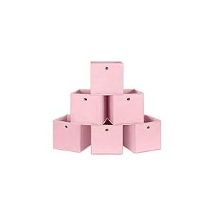 SONGMICS 6955880393473 Lot de 6 Boîtes de Rangement Pliables, Panier, Coffre, Cubes en Tissu, Organisateur de vêtements, Bacs à Jouets, avec oeillet, pour Chambre, Salon, Rose, 30 x 30 x 30 cm