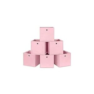 SONGMICS Lot de 6 Boîtes de Rangement Pliables, Panier, Coffre, Cubes en Tissu, Organisateur de vêtements, Bacs à Jouets, avec oeillet, 30 x 30 x 30 cm, pour Chambre, Salon, Rose RFB02PK-3