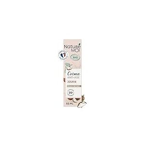 Naturé Moi - Crème hydratante visage jour Anti-Âge - À l'Aloe Vera Bio, au beurre de Karité et à l'huile d'Argan Bio - Peaux sèches - 99% d'Origine Naturelle - 50 ml - Fabriqué en France