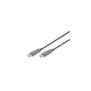 DIGITUS Câble fibre optique hybride HDMI AOC - HDMI 2.0b - 4K/60Hz - UHD - Canal Ethernet - HDR ARC HDCP 2.2 - Contacts plaqués or - 20m - Noir