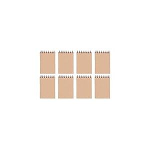 OFFICER PRODUCTS Lot de 8 carnets &agrave; spirales - Format A6 - &Agrave; carreaux - Couverture kraft - 8 pi&egrave;ces - 80 feuilles par bloc-notes - Mini carnet &agrave; spirales - Avec reliure &agrave; spirale - Bloc-notes d'&eacute;cole