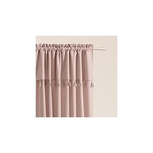 ROOM99 Rideau avec Passe Tringle Astoria 140 x 250 cm Largeur x Hauteur, Décoration de Fenêtre, Curtains et Draperies intérieurs pour Salon, Chambre Moderne Galon à Pompons Rose poudré, 1 pièce