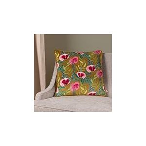 Wylder House of Bloom Coussin rembourré en Velours avec Passepoil en Plumes Motif Coquelicot