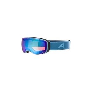 ALPINA Estetica Q-LITE - Lunettes de ski OTG &agrave; effet miroir - Renforcement du contraste - Avec protection UV 100% - Pour adultes - Bleu fum&eacute; mat - Taille unique