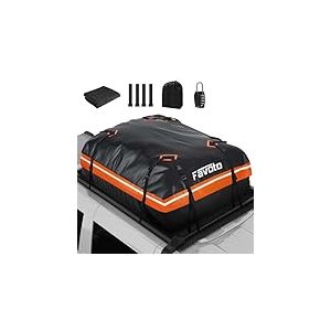 Favoto Coffre de Toit Voiture Imperméable - Sac de Toit Porte-Bagages 425L Pliable avec Tapis Antidérapant Crochet de Porte et Sangles de Renfort pour Le Transport des Bagages Orange