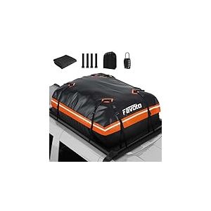 Favoto Coffre de Toit Imperméable Pliable pour Voiture avec Capacité de 425L, Porte-Bagages de Toit PVC 500D Résistant à l'eau pour Voyage, Noir+Orange