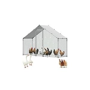 VEVOR Enclos Poulailler en M&eacute;tal 3 x 1 x 2 m Parc &agrave; Poules Grillag&eacute; avec Couverture, Structure Robuste, Toit en Pente, Grande Cage Ext&eacute;rieur pour Poules, Canards, Lapins, Volailles, de Jardin, Ferme