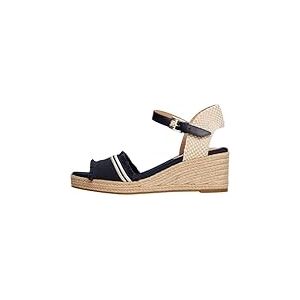 Tommy Hilfiger Espadrilles Compens&eacute;es Femme Fringe Canvas &agrave; Talon Compens&eacute;, Bleu (Space Blue), 37