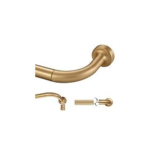 Lwiiom Tringle à rideaux réglable pour fenêtres de 71 à 142 cm, épissure interne de 2,5 cm de diamètre, tringle à rideaux occultants avec embouts et supports en aluminium, design enveloppant, doré
