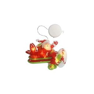 Pendentif - Pendentif à Piles en Forme d'avion de Noël, Blanc Chaud, avec Ventouse, idéal pour décorer en intérieur ou en extérieur. *