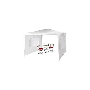 Relaxdays Tonnelle pavillon chapiteau pergola Festival 3x3 m, 2 côtés fenêtres métal PE Tente de Jardin, Blanc, 300 x 300 x 250 cm