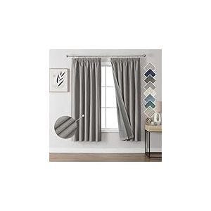 Joydeco 100% Rideau Occultant Thermique en Lin avec Galon Fronceur 132x183 cm 2 Pi&egrave;ces, Rideau Isolant Thermique Anti Froid et Chaleur &agrave; Passe Tringle pour D&eacute;coration de Porte Fen&ecirc;tre