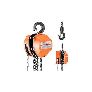 VEVOR Palan Manuel &agrave; Cha&icirc;ne, Capacit&eacute; Charge 1 T, Hauteur de Levage 6 m, avec Crochet Robuste, Cha&icirc;ne G80, Syst&egrave;me de Frein &agrave; Double Cliquet, Levage de Marchandise pour Garages, Chantiers, Entrep&ocirc;ts