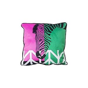 DRW Coussin carré Une Face en Velours Polyester avec zèbre et Fermeture éclair 45 x 45 cm