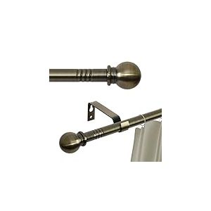 Tringles à rideaux en laiton vieilli pour fenêtre de 28 à 62 pouces, 5/8 pouces en laiton brossé avec supports, tringle à rideau décorative robuste pour salon, tringle à rideau