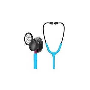 3M Littmann Stéthoscope de Surveillance Classic III, Tubulure Turquoise, Smoke Edition, Base Rose, 69 cm, 5872