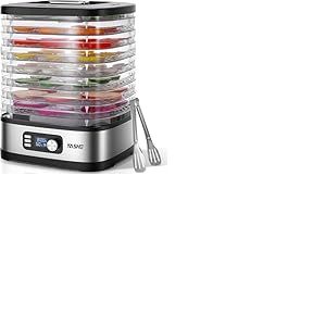 YASHE Deshydrateur Alimentaire 8 Plateaux, 72H Temps & Temp&eacute;rature, Inclus Feuilles en Maille, Plateau pour Rouleaux de Fruits et Pinces Inox pour Jerky, Fruits, Viande, L&eacute;gumes, Herbes, Sans BPA