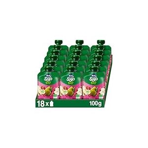 Hero Solo - Gourde de Fruits Bio avec Framboise Poire et Jus de Citron - Sans Conservateurs, Colorants, Huile de Palme, Gluten ni Sucres Ajoutés Dès 4 Mois 100gx18 unités