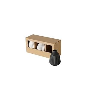 BOLTZE Esko 2050587 Lot de 3 vases Ronds en Porcelaine, Gris, Noir, Blanc, Mat, Hauteur 11 cm, diamètre 8 cm, Fait Main, étanche, Design Minimaliste, Vase à Fleurs, décoration