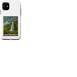 Poster Souvenir de Voyage Vintage Cascade d'Islande Coque pour iPhone 11