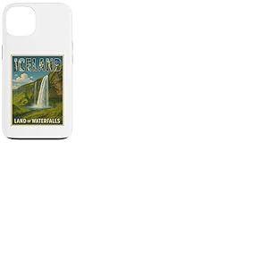 Poster Souvenir de Voyage Vintage Cascade d'Islande Coque pour iPhone 13