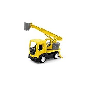 Wader Tech Truck 35368 Camion avec Grue, Panier de Personnes, Embout Rotatif et essieux en Acier Solides, env. 31 x 14,5 x 19 cm, Jaune, &agrave; partir de 12 Mois, id&eacute;al comme Cadeau pour Jeu cr&eacute;atif