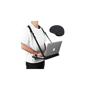 Harnais pour Ordinateur Portable - Bureau Mobile d’Ordinateur - Compatible avec la Plupart des Tailles d’Ordinateurs Portables(jusqu'à 14 Pouces) - avec Tapis de Souris en Mousse à Mémoire de Forme