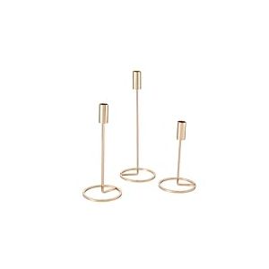 Boltze Fio 2008260 Bougeoir 3 pi&egrave;ces, en m&eacute;tal, dor&eacute;, 20/26/32 cm de Haut, Design Moderne, d&eacute;coration de Jardin, d&eacute;coration de Table, Accessoires de Bougies