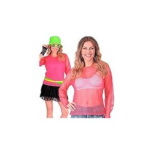 W WIDMANN MILANO Party Fashion - Haut en résille pour femmes, t-shirt en résille, fluo pour festivals et carnaval