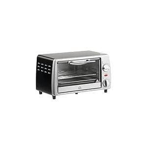 HOMCOM Mini four &eacute;lectrique 10L avec 1 grille et 1 plateau, temp&eacute;rature r&eacute;glable de 100&deg;C &agrave; 230&deg;C, Minuteur 60 min, 36,5x26x22cm, argent