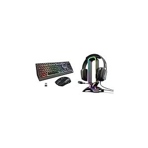 The G-Lab Combo Tungsten - Ensemble Clavier et Souris Gamer sans Fil Rétro Éclairés - Clavier Gaming Wireless AZERTy + Souris Gamer Wireless & K-Stand Radon Support pour Casque/Micro-Casque Gaming